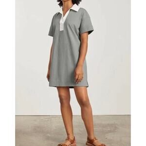 Everlane Organic Cotton Polo Dress XS Green White Collar Mini.